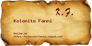 Kolonits Fanni névjegykártya