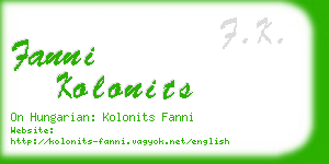 fanni kolonits business card